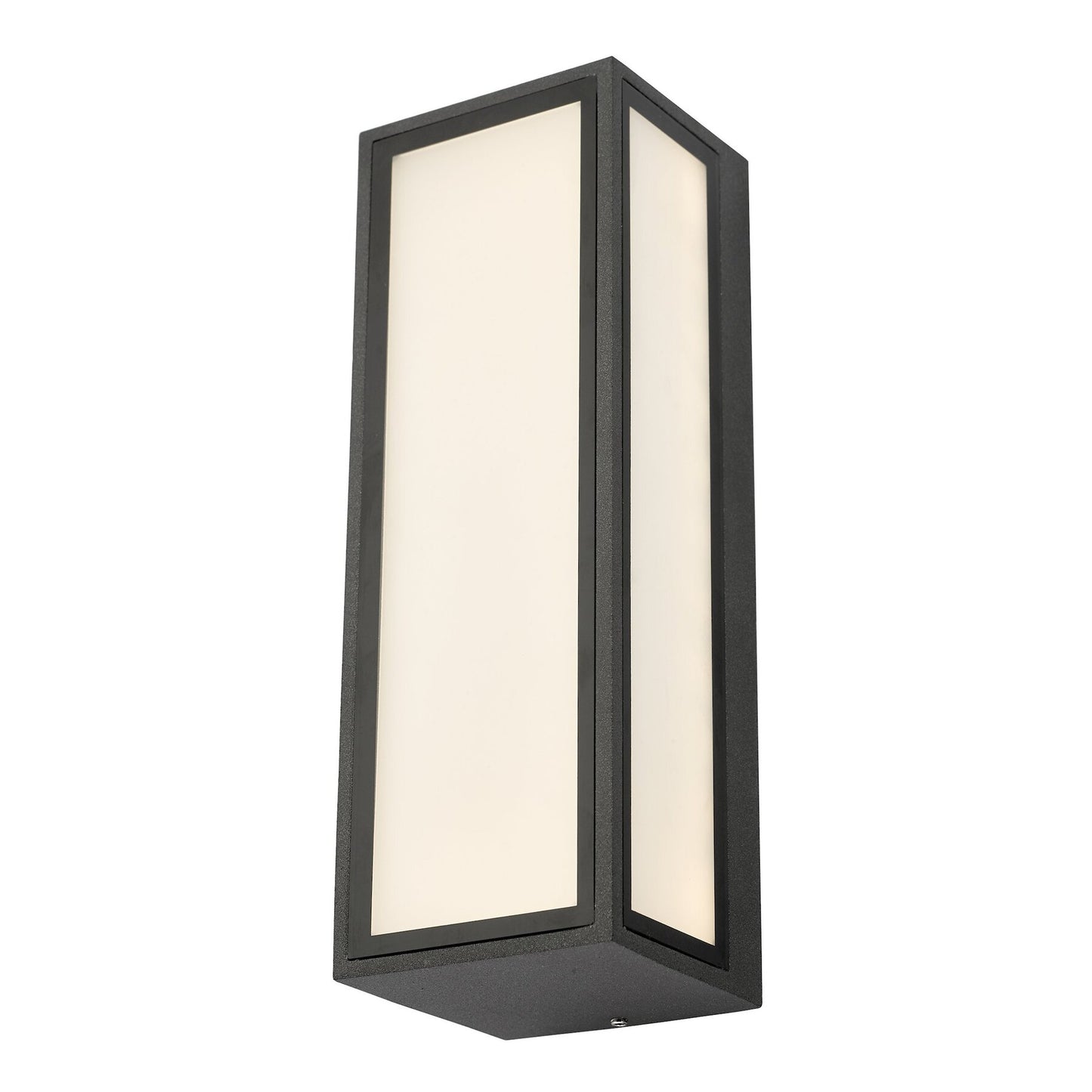 Dar Lighting Arham Outdoor Matt Grey Frosted Glass IP65 LED Wall Light