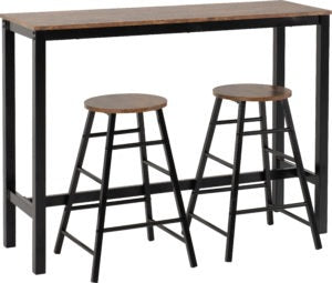 Athens Acacia Effect & Black Breakfast Bar Set