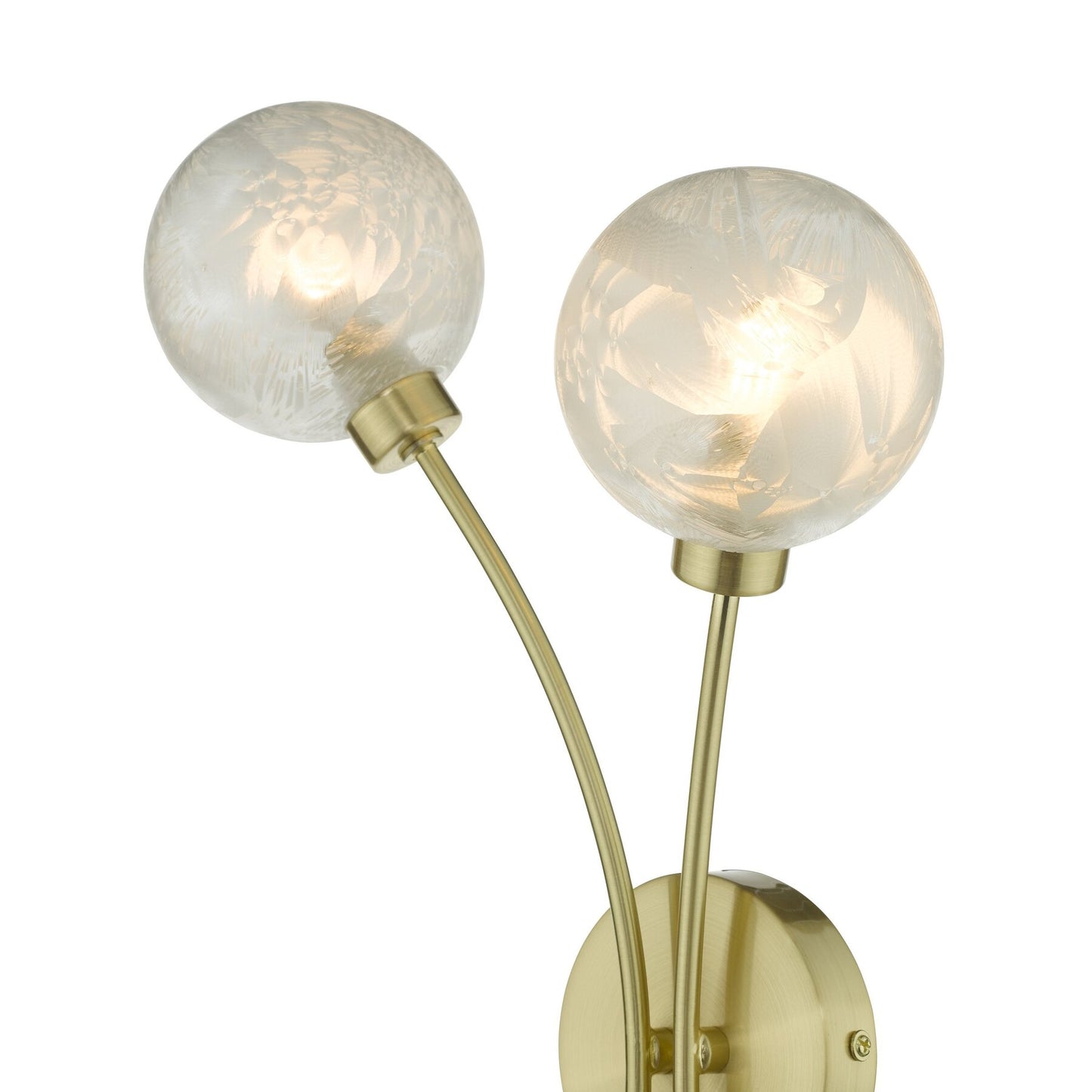Dar Lighting Avari 2 Light Satin Brass & Glass Wall Light