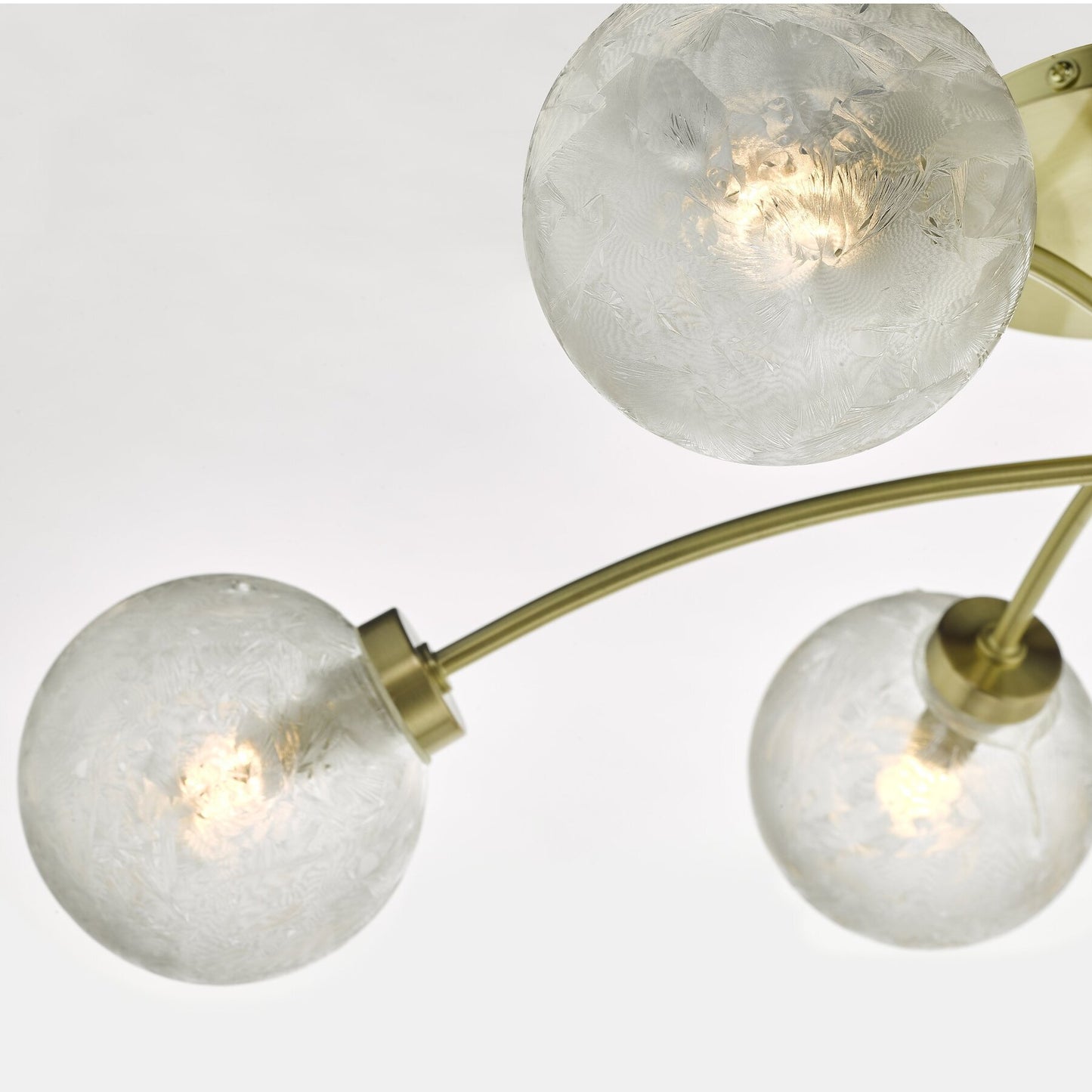 Dar Lighting Avari 6 Light Satin Brass & Clear Frosted Glass Semi Flush