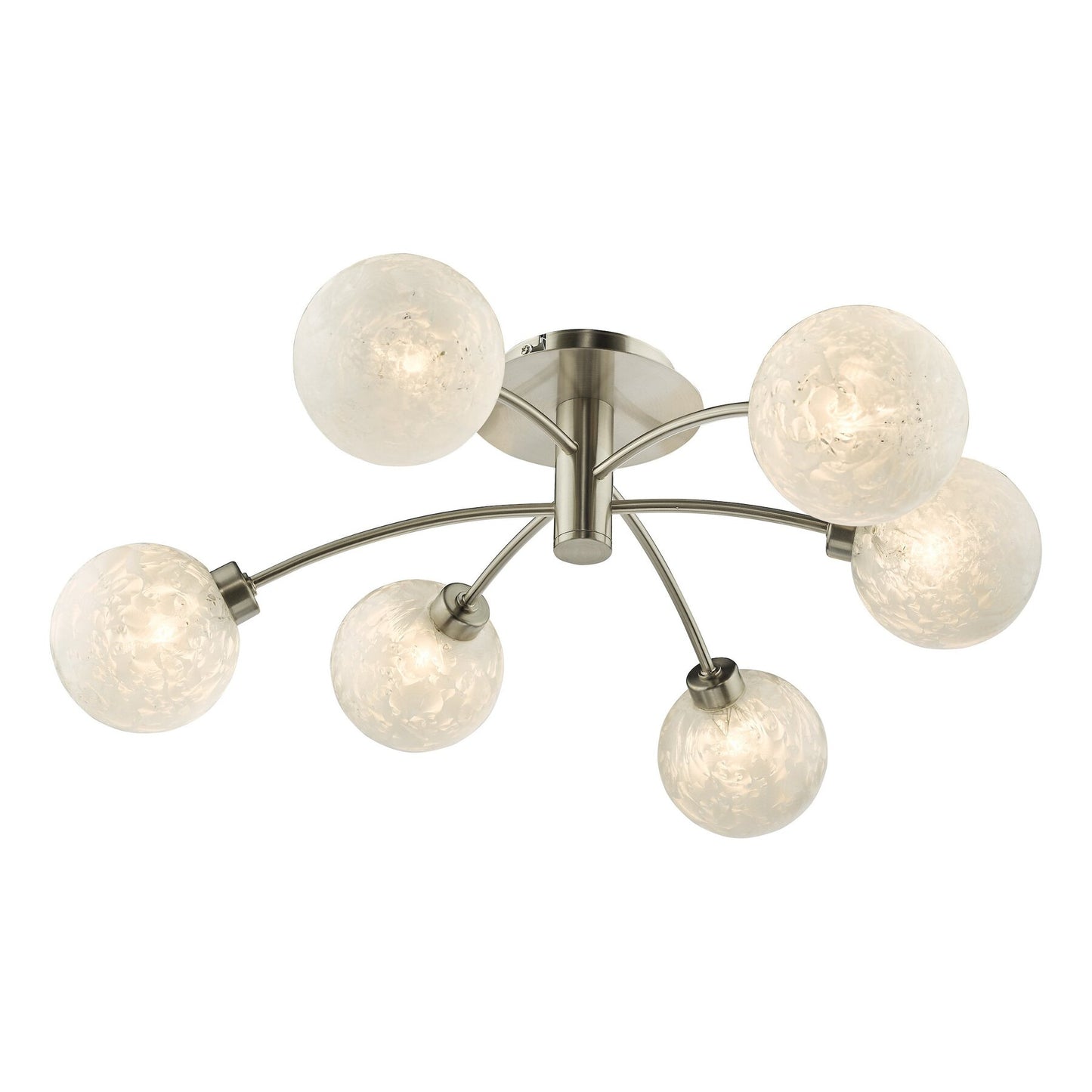 Dar Lighting Avari 6 Light Satin Nickel & Frosted Glass Semi Flush