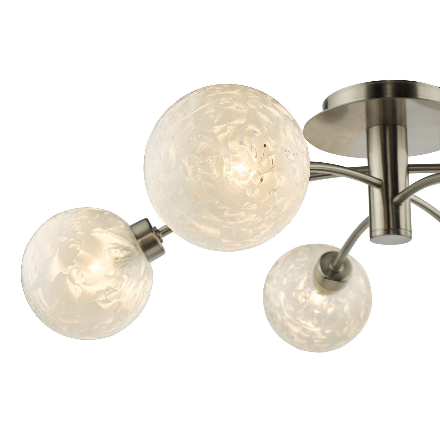 Dar Lighting Avari 6 Light Satin Nickel & Frosted Glass Semi Flush