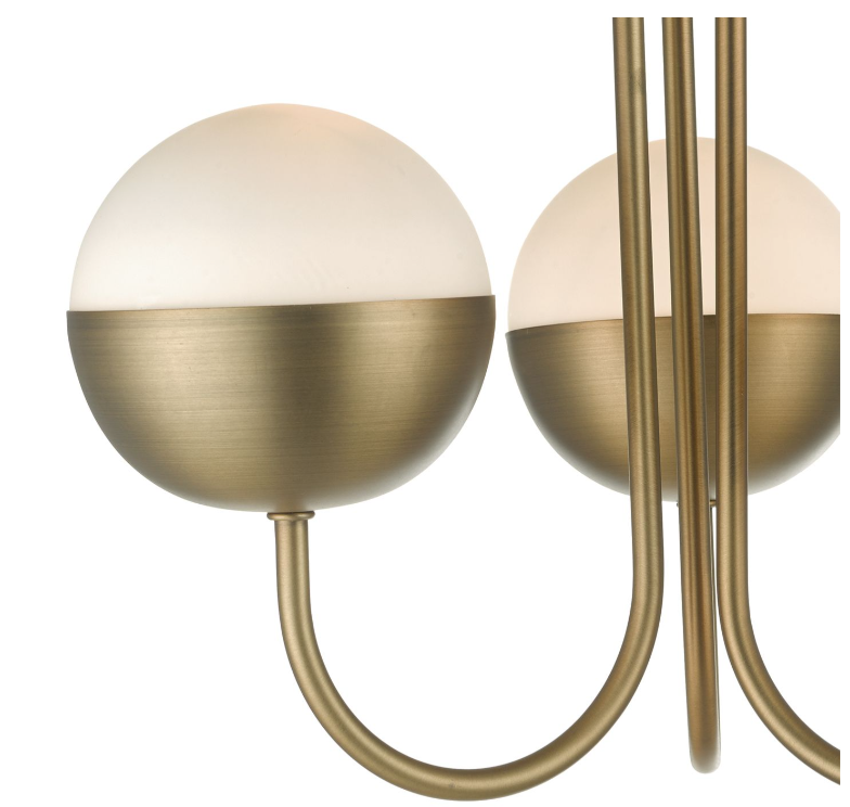 Dar Lighting Andre 3 Light Aged Brass & Opal Glass Semi Flush