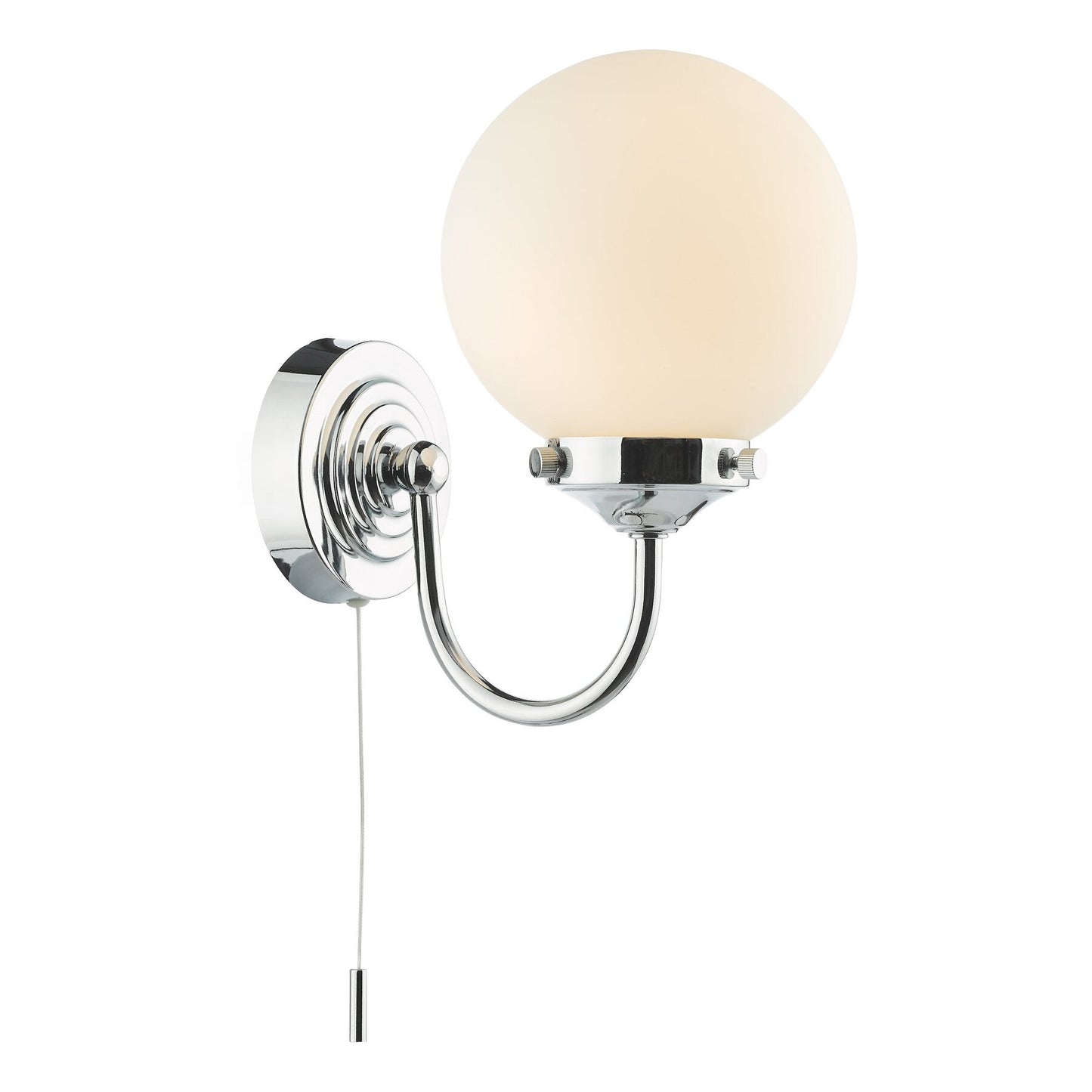 Dar Lighting Barclay Bathroom IP44 Polished Chrome & Opal Glass Wall Light
