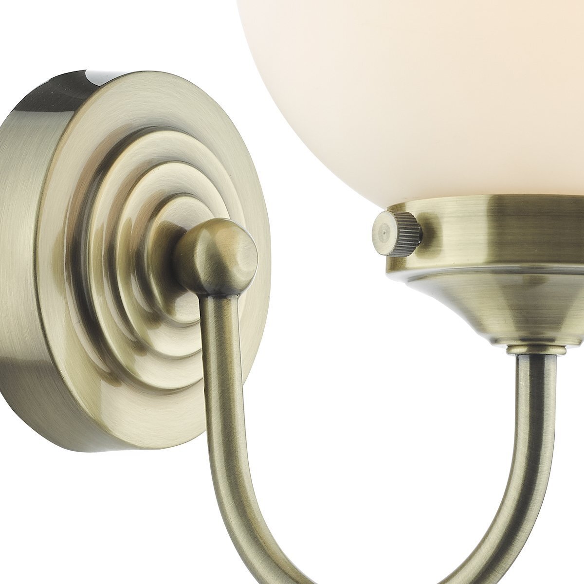 Dar Lighting Barclay Bathroom IP44 Antique Brass & Opal Glass Wall Light