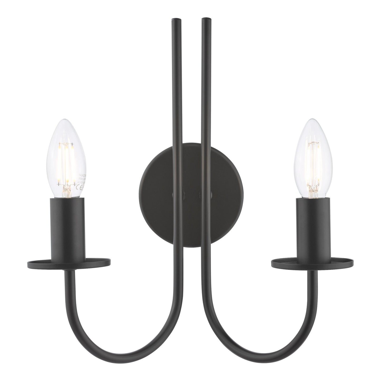 Dar Lighting Becca 2 Light Matt Black Wall Light Bracket Only