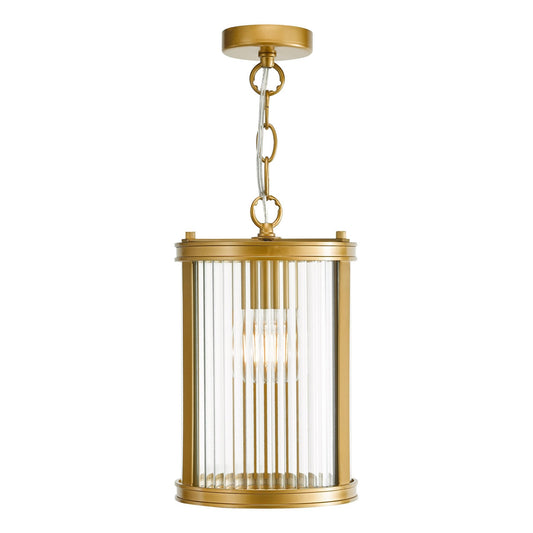 Dar Lighting Bianka Bronze & Ribbed Glass Pendant