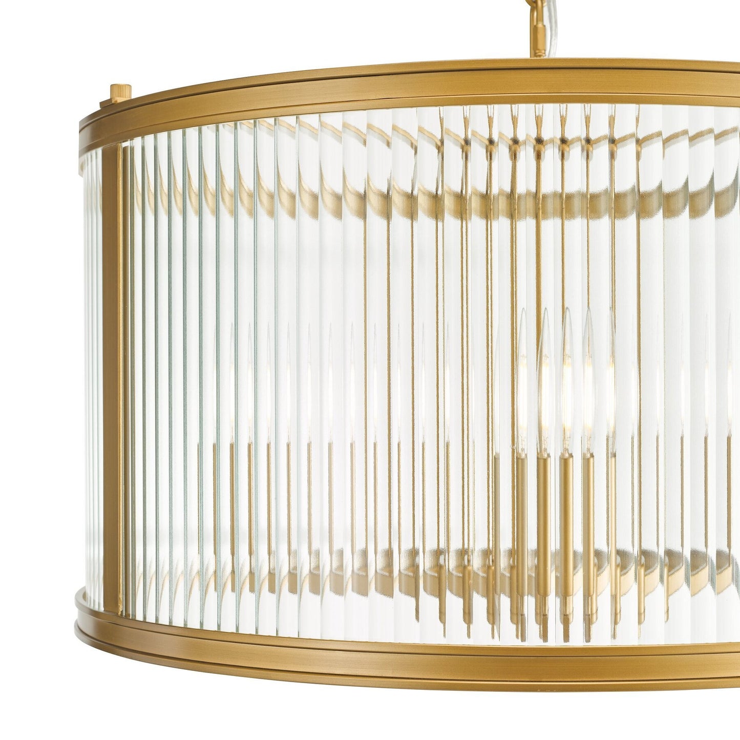 Dar Lighting Bianka 3 Light Bronze & Ribbed Glass Pendant