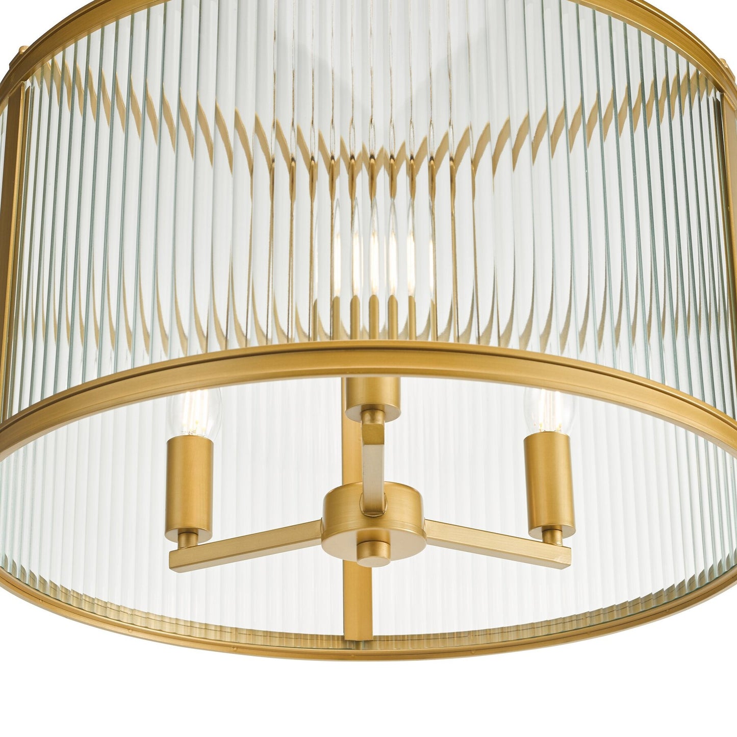 Dar Lighting Bianka 3 Light Bronze & Ribbed Glass Pendant