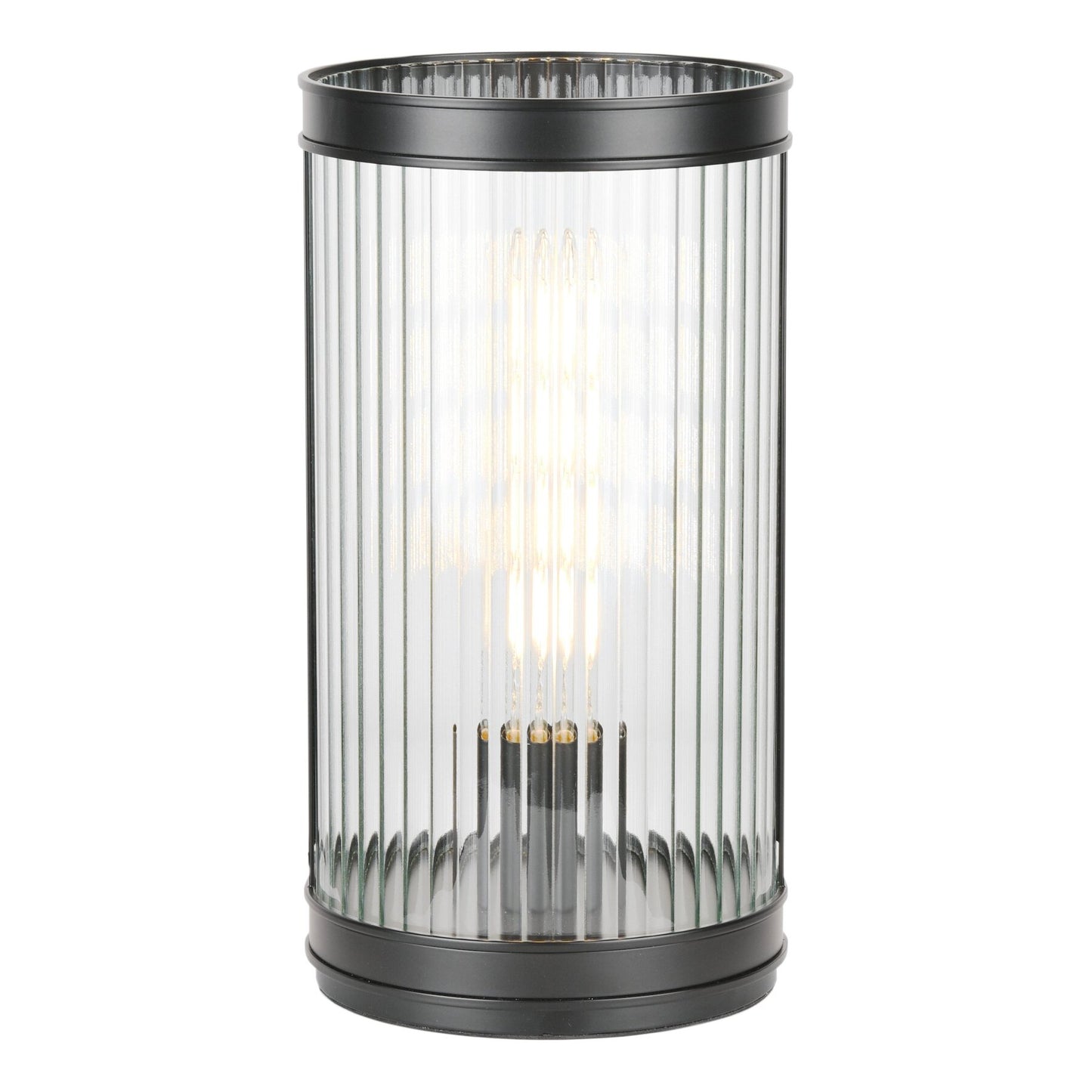 Dar Lighting Bianka Matt Black & Ribbed Glass Table Lamp