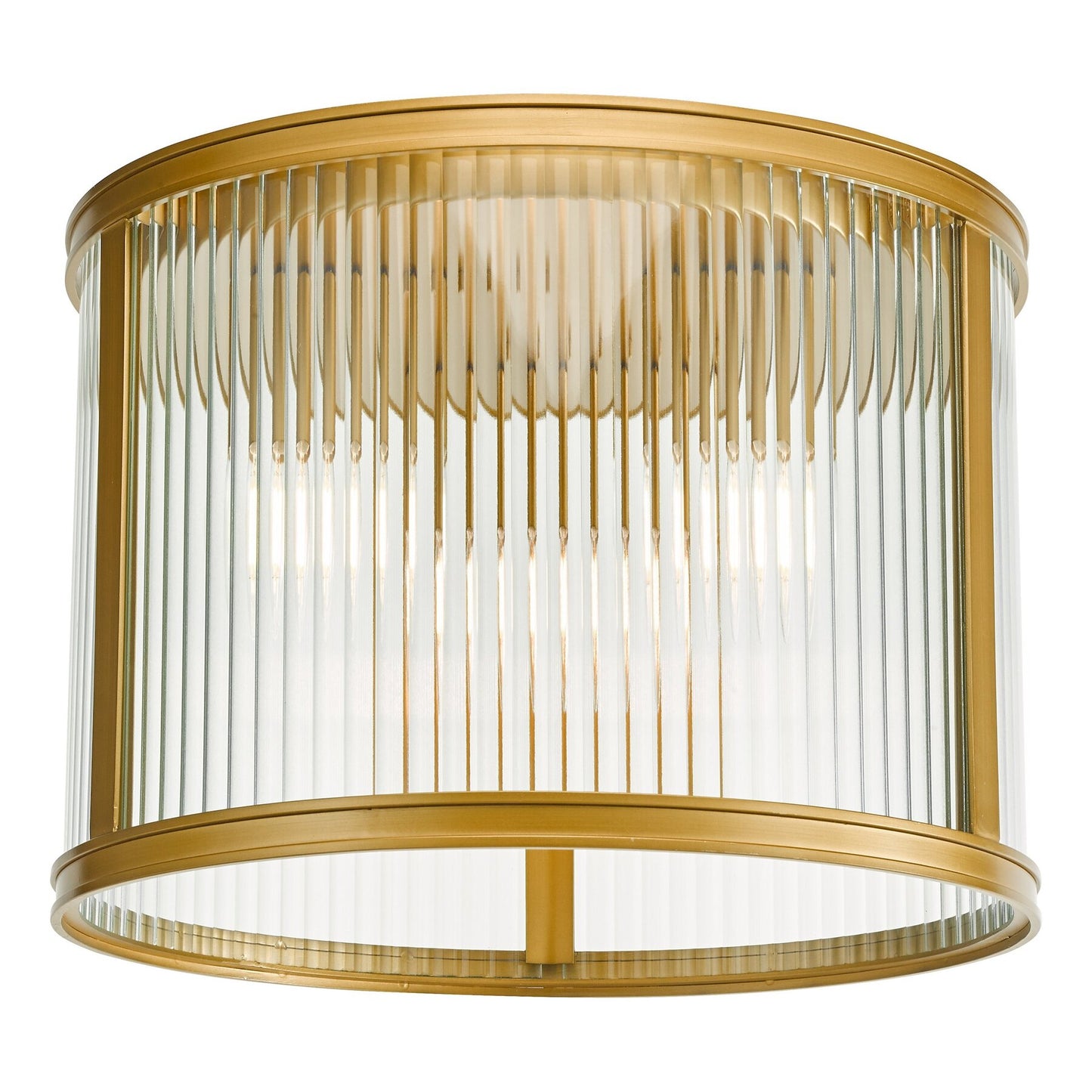 Dar Lighting Bianka 3 Light Bronze & Ribbed Glass Flush