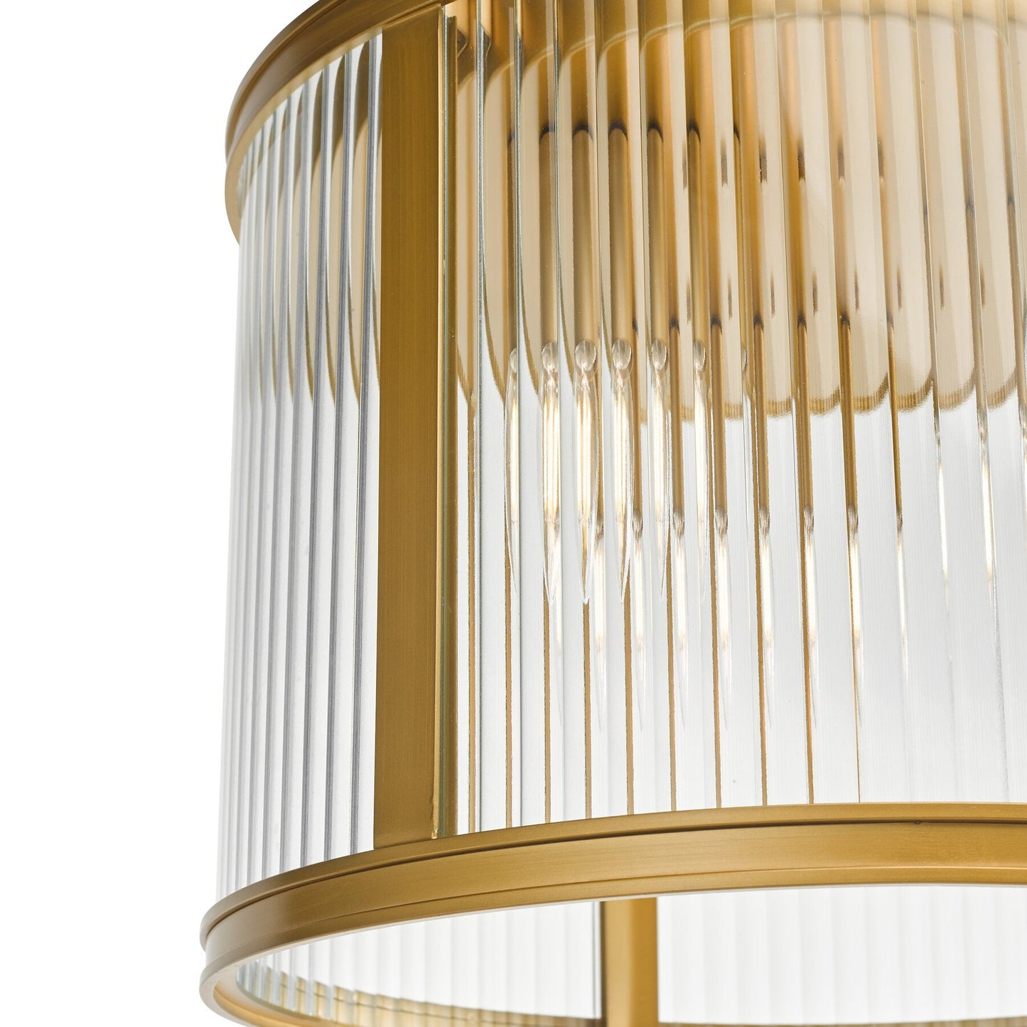 Dar Lighting Bianka 3 Light Bronze & Ribbed Glass Flush