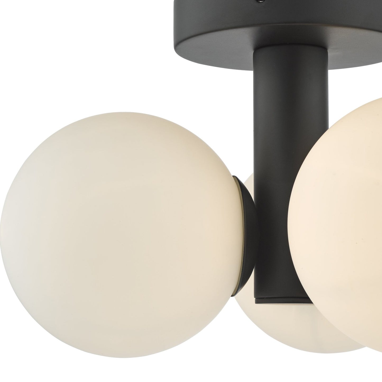 Dar Lighting Blake Bathroom IP44 3 Light Matt Black & Opal Glass Semi Flush