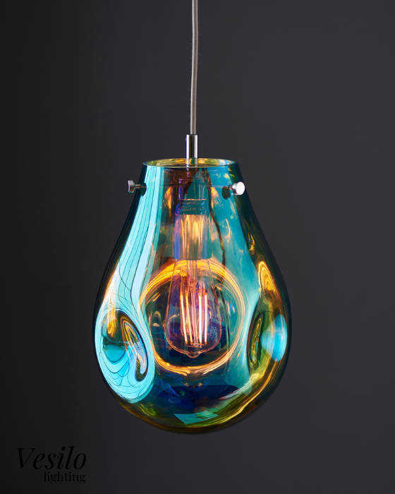 Vesilo Lighting Blast Metallic Chrome Medium Glass Pendant