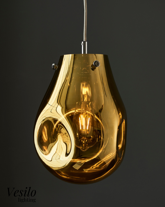 Vesilo Lighting Blast Metallic Gold Medium Glass Pendant