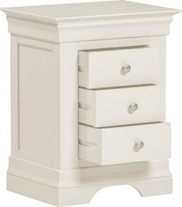 Bordeaux 3 Drawer Ivory Bedside Table