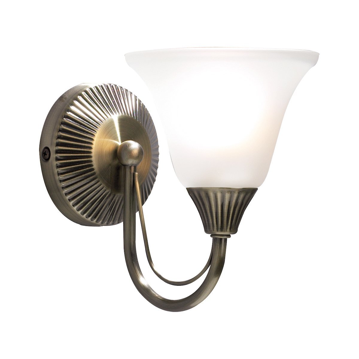 Dar Lighting Boston Antique Brass & Opal Glass Wall Light