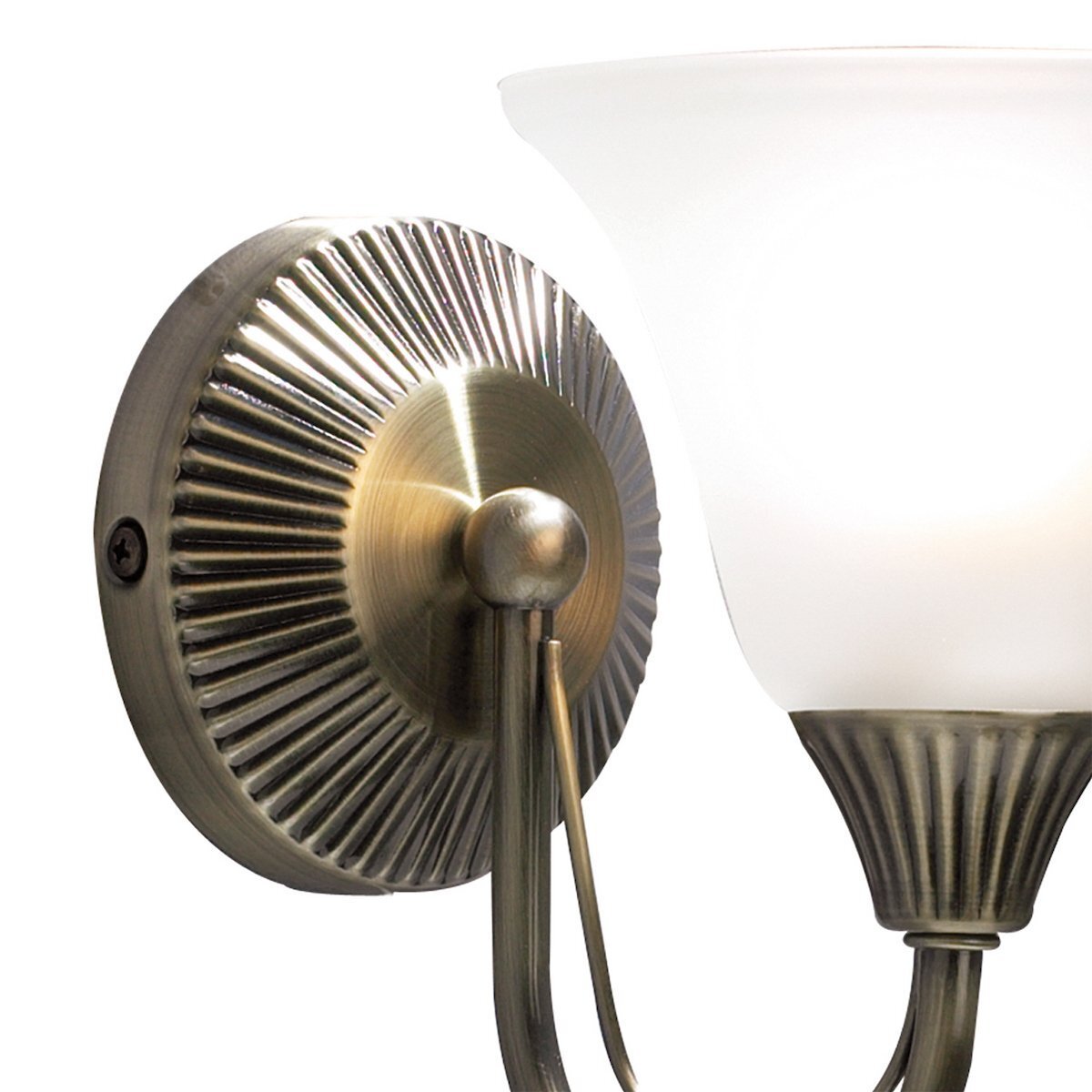 Dar Lighting Boston Antique Brass & Opal Glass Wall Light