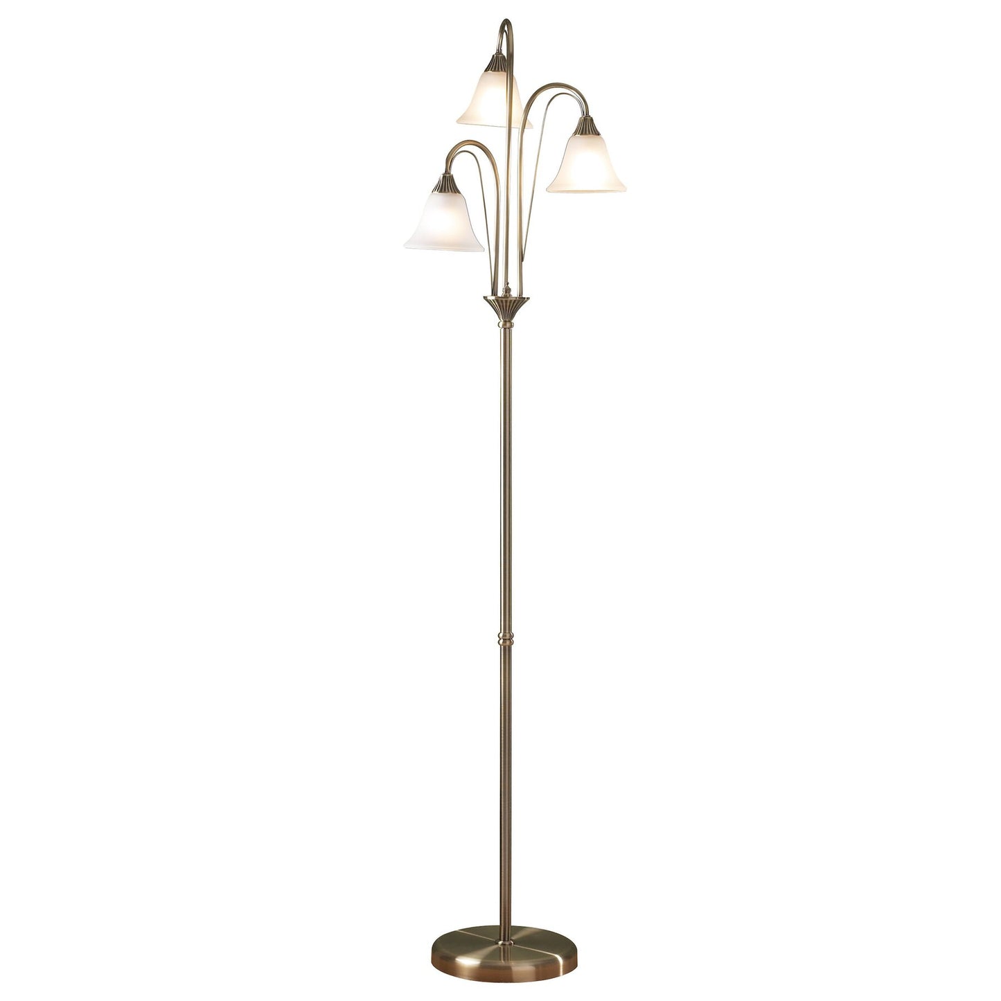 Dar Lighting Boston 3 Light Antique Brass & Opal Glass Floor Lamp