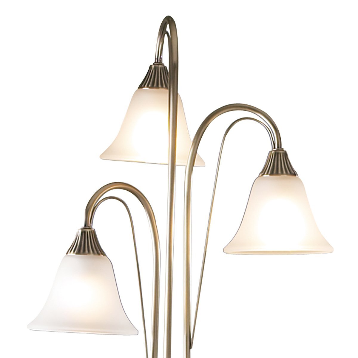 Dar Lighting Boston 3 Light Antique Brass & Opal Glass Floor Lamp