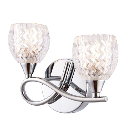 Endon Boyer 2 Light Cut Glass & Chrome Left Wall Light