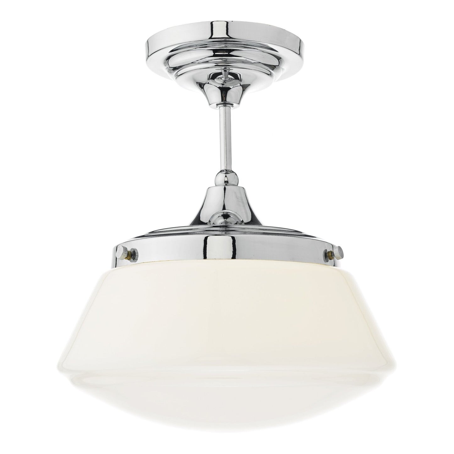 Dar Lighting Caden Bathroom IP44 Polished Chrome & Opal Glass Semi Flush