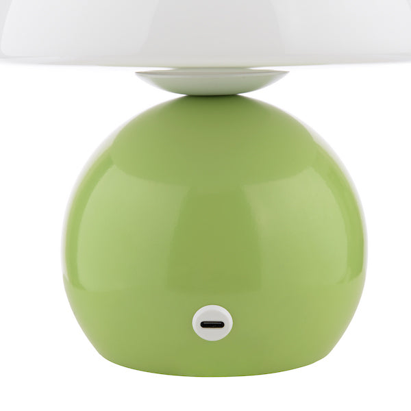 Dar Lighting Caesar LED Rechargeable Green & Opal Glass Table Lamp