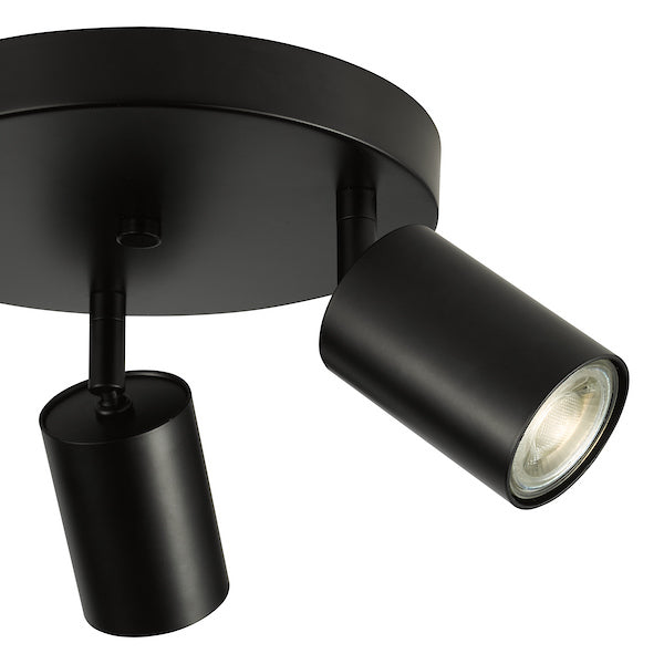Dar Lighting Cawley 3 Light Matt Black Plate Spotlight