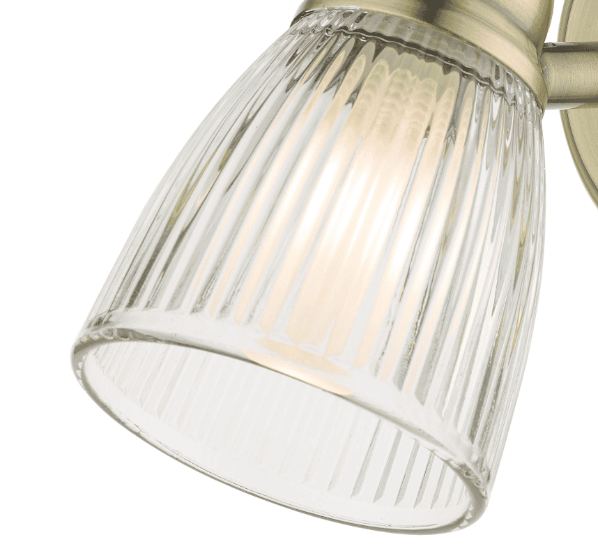 Dar Lighting Cedric Bathroom Single Antique Brass & Glass Wall Spotlight