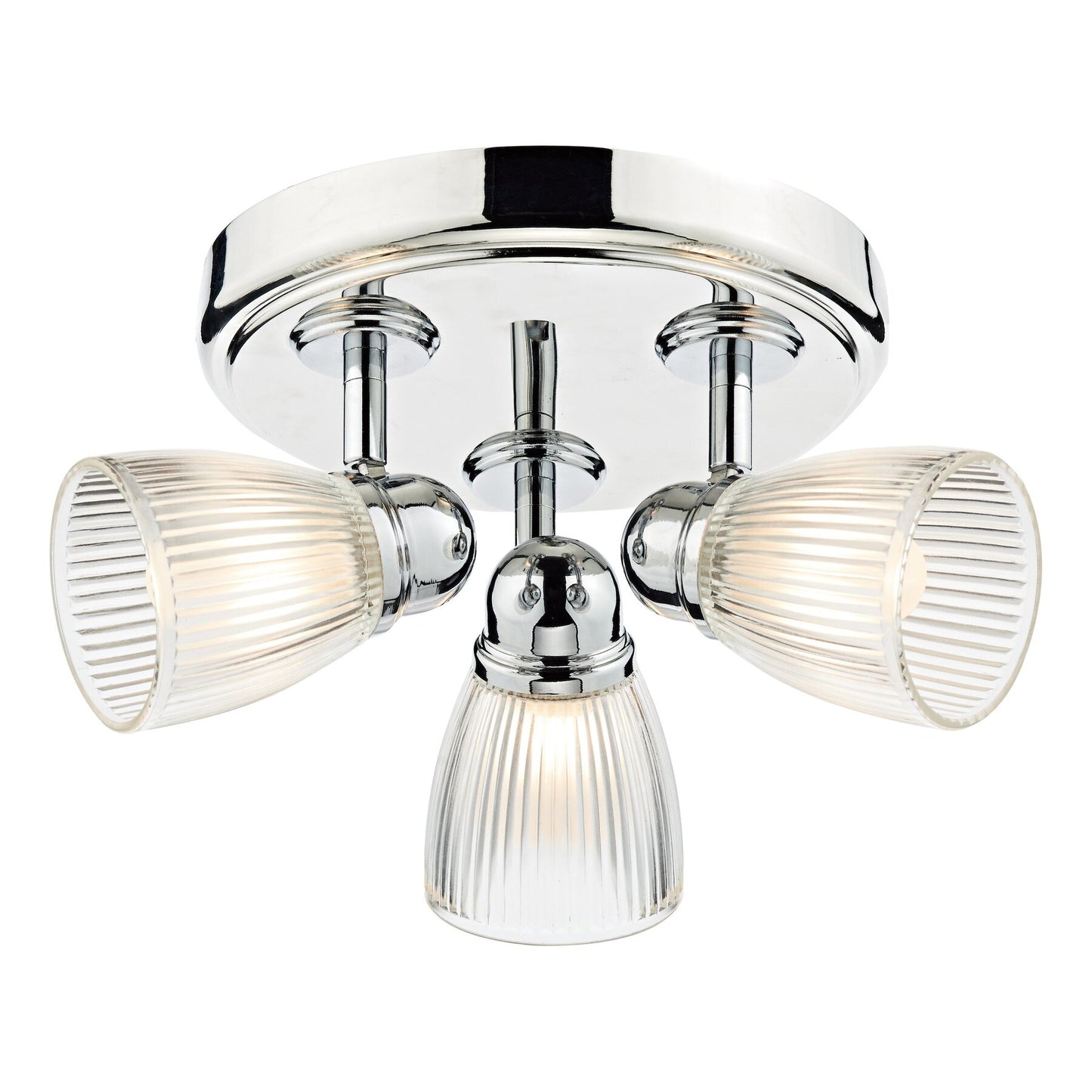 Dar Lighting Cedric Bathroom IP44 3 Light Polished Chrome & Glass Spotlight