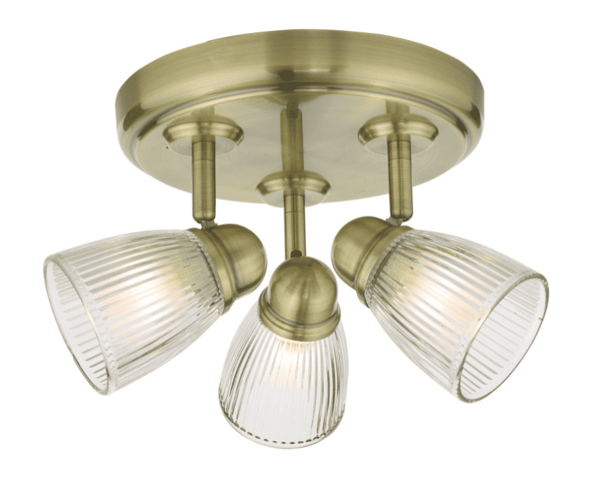 Dar Lighting Cedric Bathroom IP44 3 Light Antique Brass & Glass Spotlight