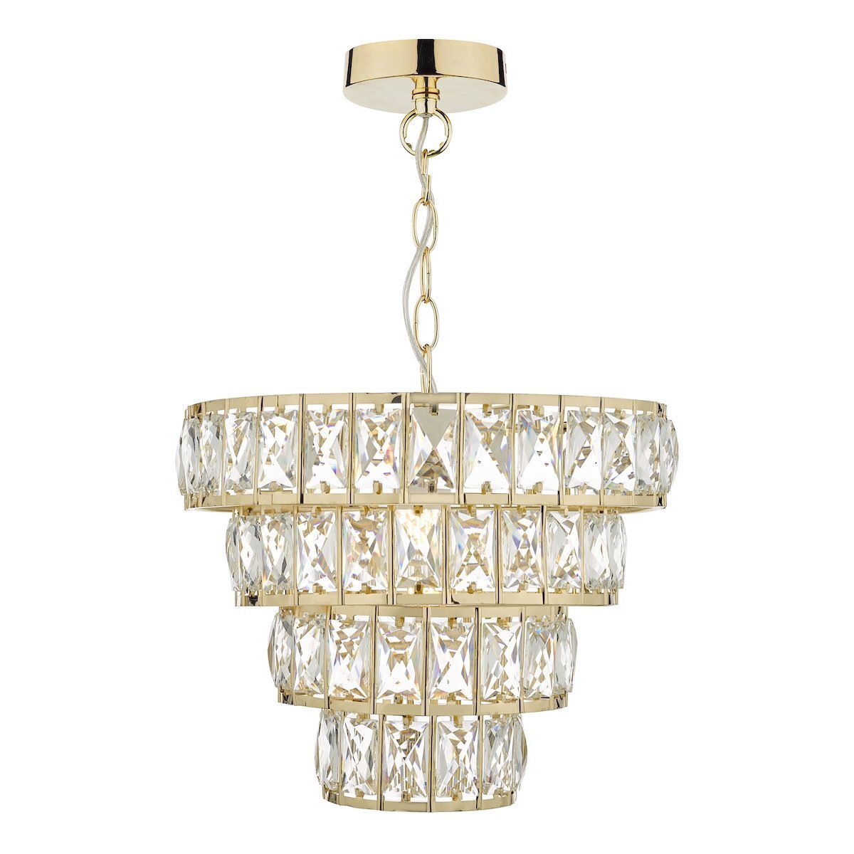 Dar Lighting Cerys 1 Light 4 Tier Crystal & Gold Pendant