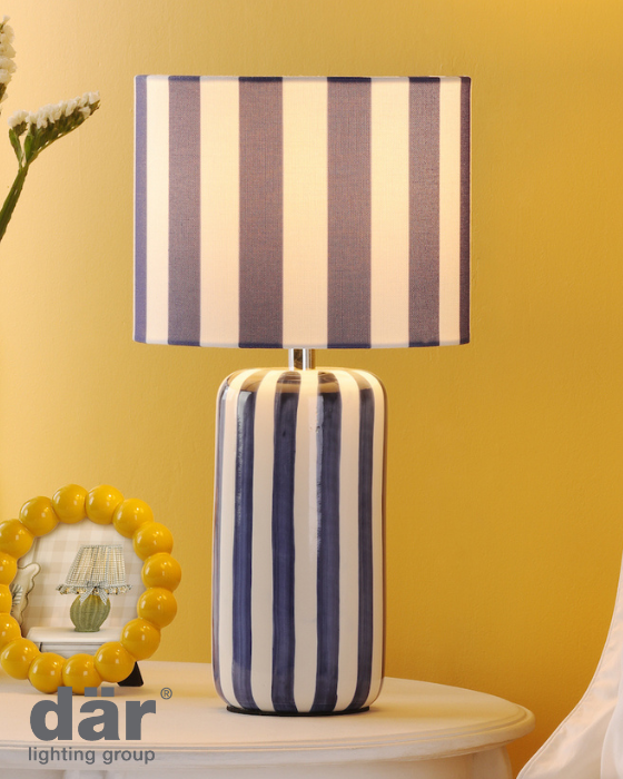 Dar Lighting Cicada Blue & Polished Chrome Table Lamp With Shade
