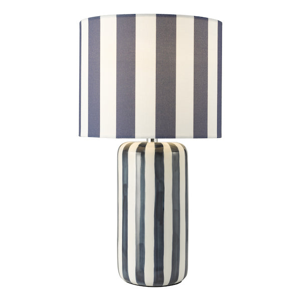 Dar Lighting Cicada Blue & Polished Chrome Table Lamp With Shade
