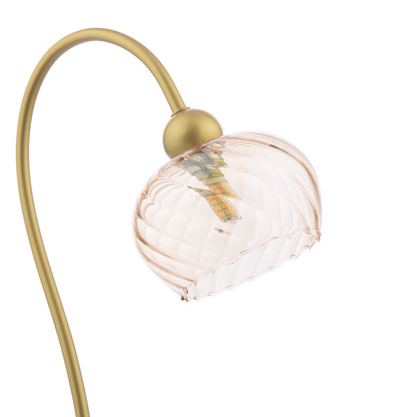 Dar Lighting Cognac Satin Gold & Champagne Ribbed Glass Table Lamp