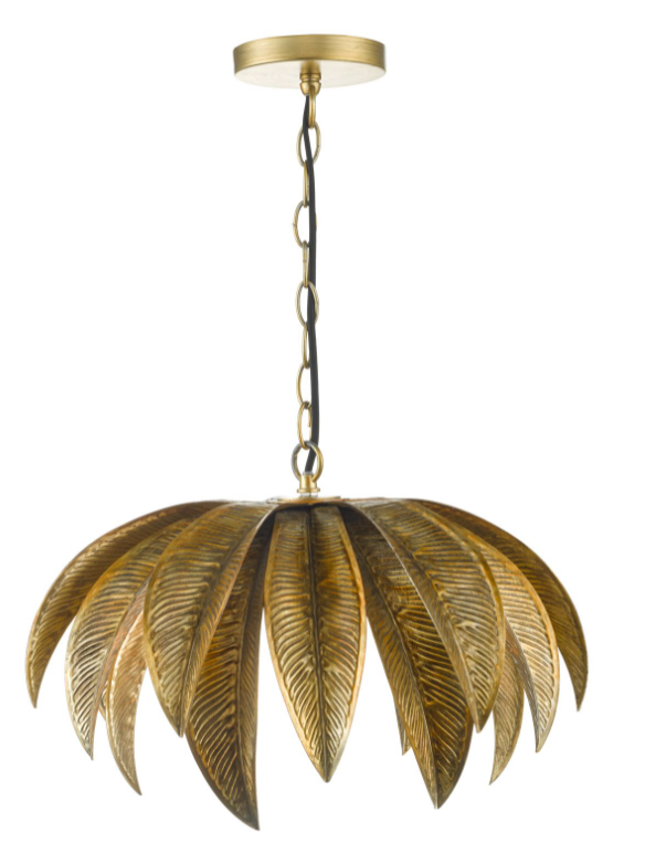 Dar Lighting Cara Antique Gold Single Pendant