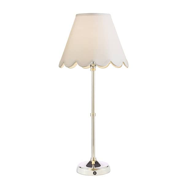 Dar Lighting Dahl LED Polished Nickel Rechargeable Table Lamp with Shade