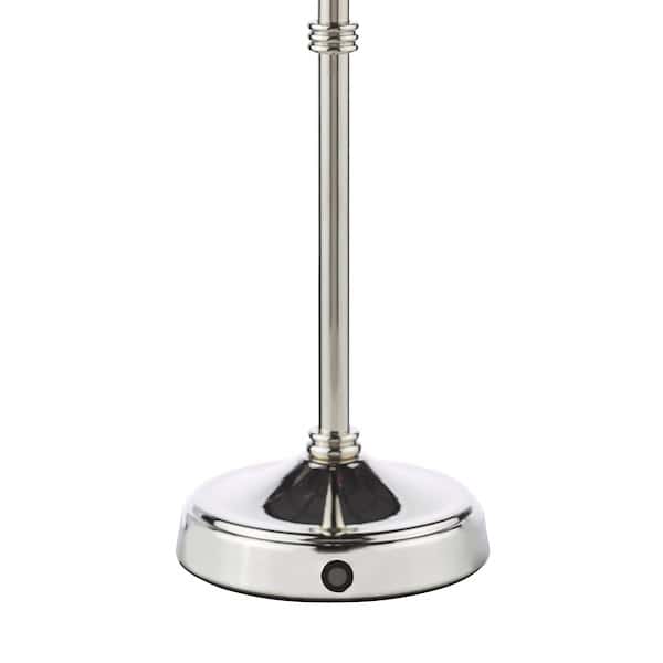 Dar Lighting Dahl LED Polished Nickel Rechargeable Table Lamp with Shade