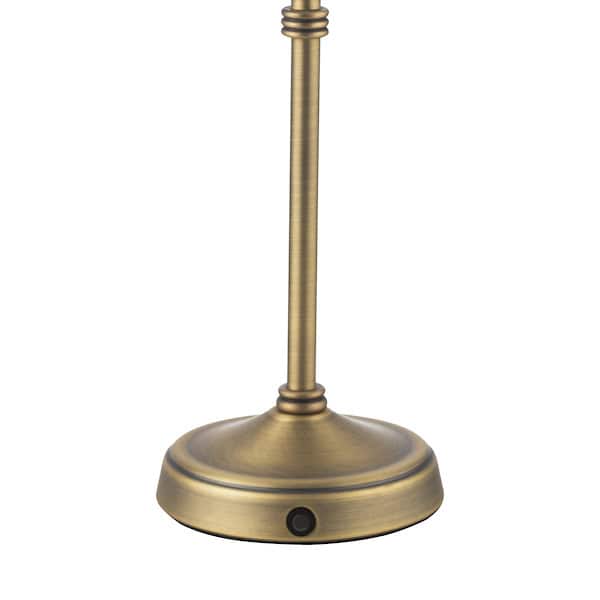 Dar Lighting Dahl LED Antique Brass Rechargeable Table Lamp with Shade