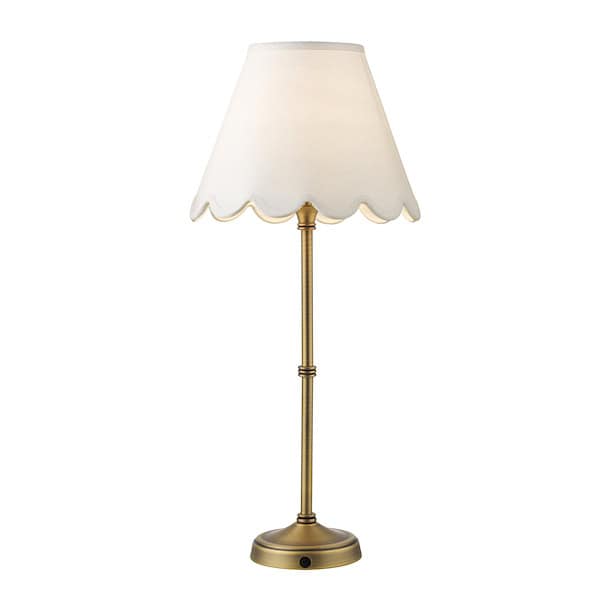 Dar Lighting Dahl LED Antique Brass Rechargeable Table Lamp with Shade