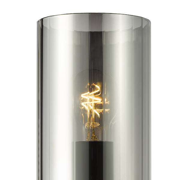 Dar Lighting Daylin Satin Black & Smoked Ribbed Glass Wall Light