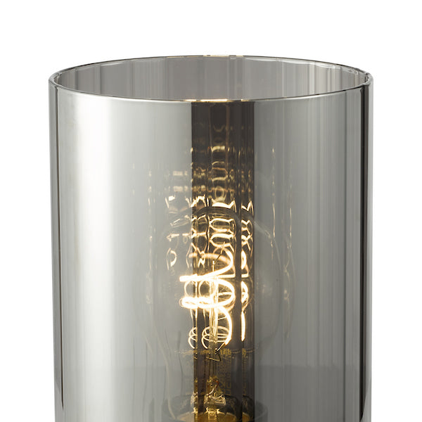 Dar Lighting Daylin Satin Black & Smoked Ribbed Glass Table Lamp
