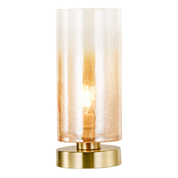 Dar Lighting Deena Amber Glass & Antique Brass Table Lamp