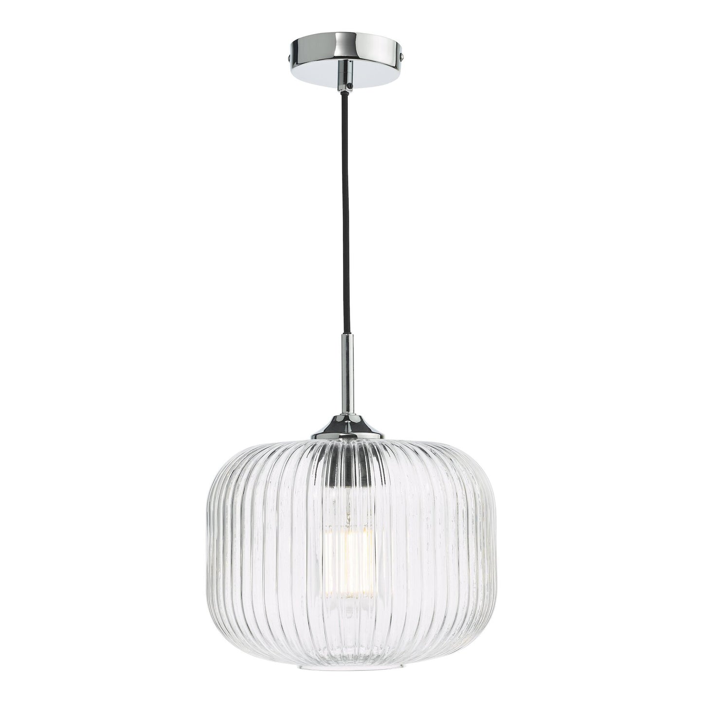 Dar Lighting Demarius Polished Chrome & Clear Glass Pendant