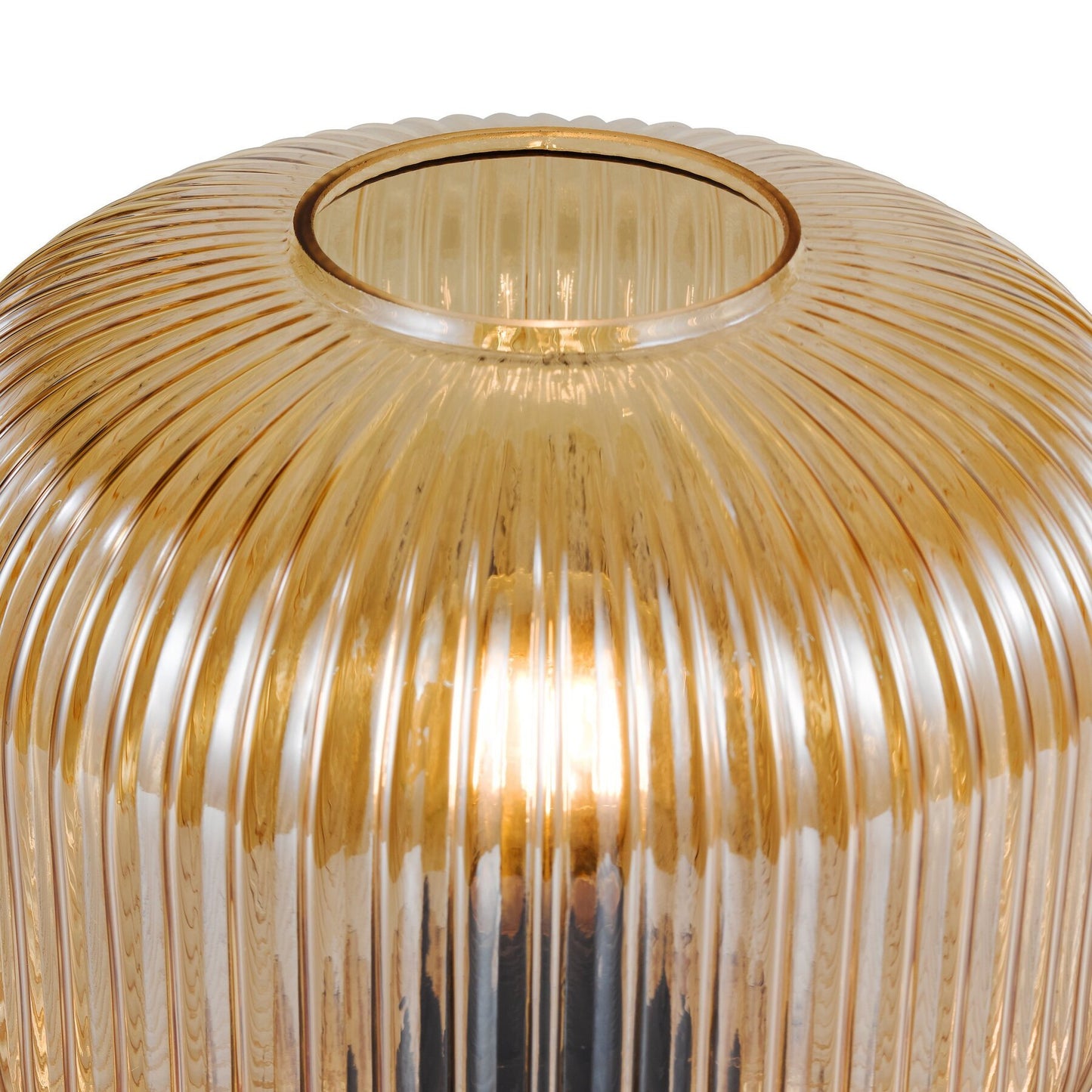 Dar Lighting Demarius Amber Ribbed Glass Table Lamp