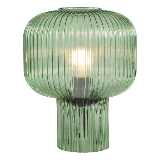 Dar Lighting Demarius Green Ribbed Glass Table Lamp