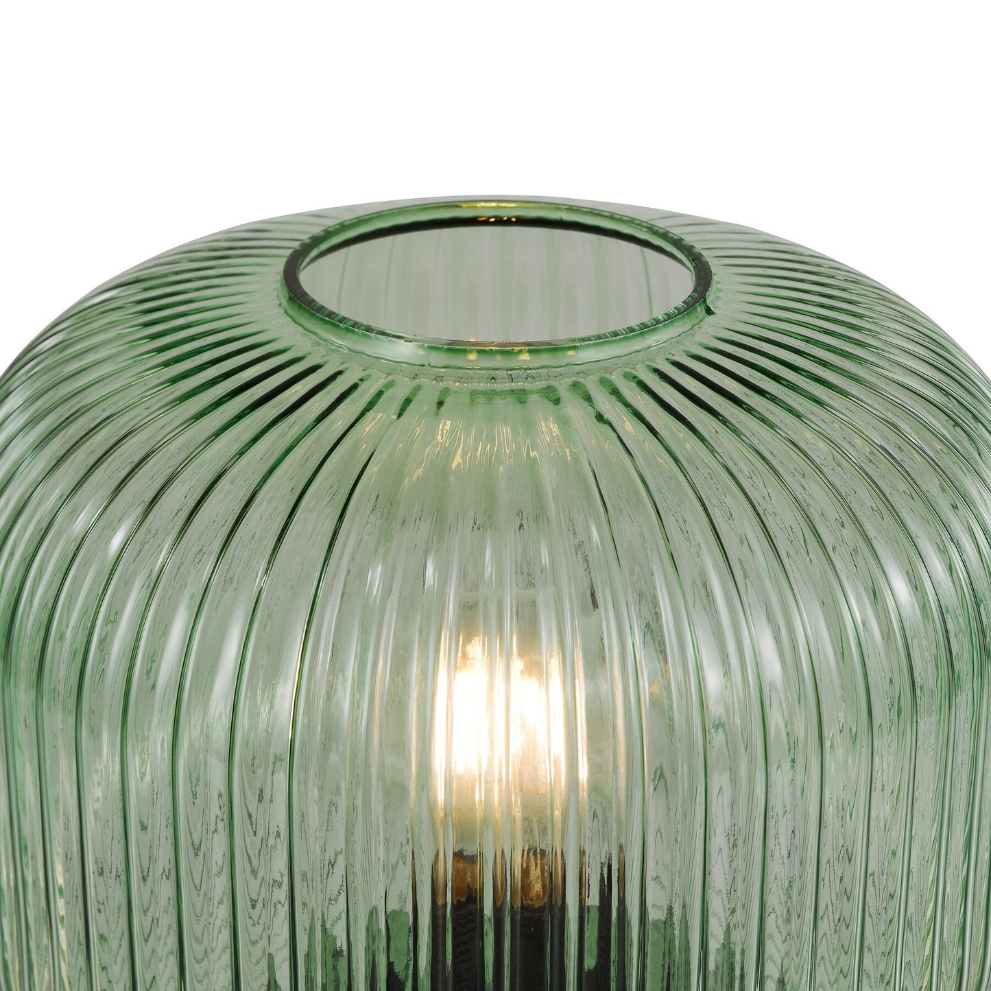 Dar Lighting Demarius Green Ribbed Glass Table Lamp
