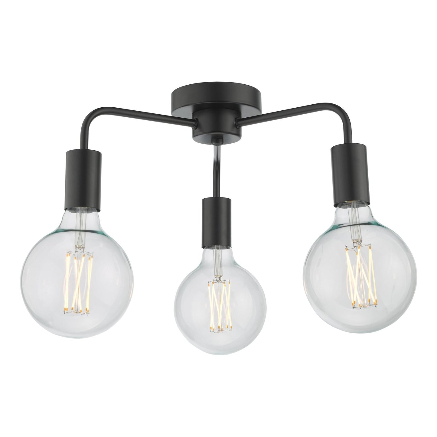 Dar Lighting Dena 3 Light Matt Black Semi-Flush