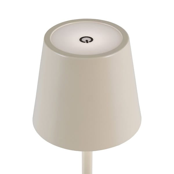 Dar Lighting Derrick LED IP54 Satin Grey Rechargeable Outdoor Table Lamp