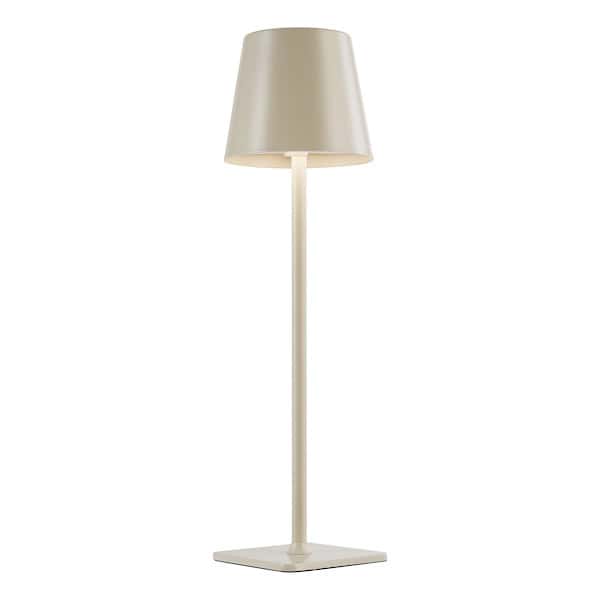 Dar Lighting Derrick LED IP54 Satin Grey Rechargeable Outdoor Table Lamp